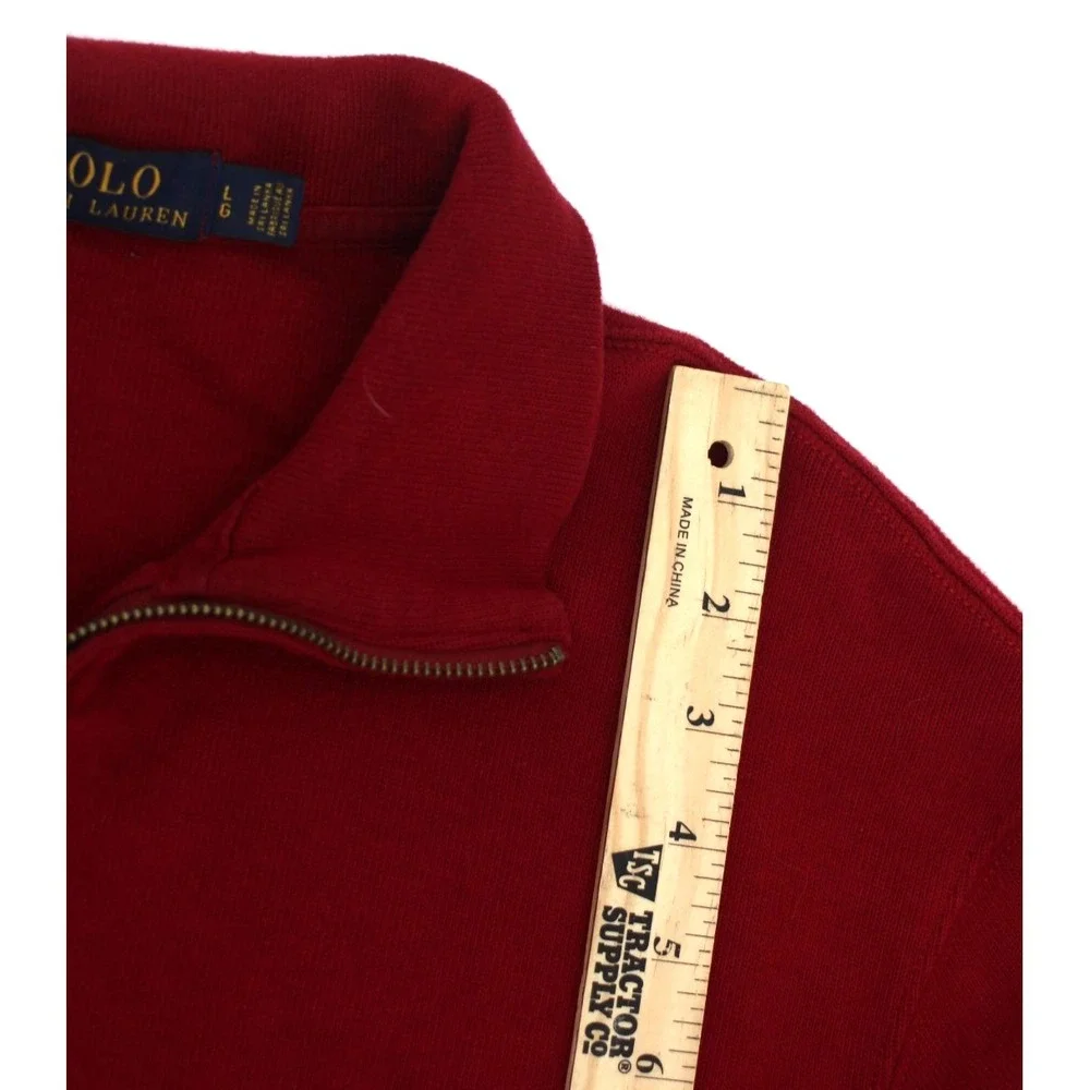 Polo Ralph Lauren Red Quarter-Zip Sweater Large Ribbed Flaw